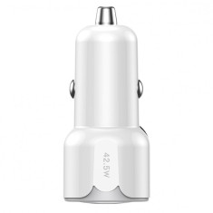 Incarcator Auto USB Totu Design DCCPD-07, 1 X USB - 1 X USB Tip-C, Quick Charge, 42.5W, Alb