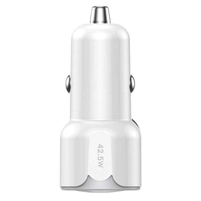 Incarcator Auto USB Totu Design DCCPD-07, 1 X USB - 1 X USB Tip-C, Quick Charge, 42.5W, Alb