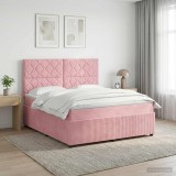 Cumpara ieftin Pat cu arcuri LED si saltea Roz 160 x 200 cm Catifea