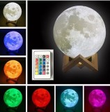 Cumpara ieftin Lampa Luna 3D de Veghe cu Telecomanda - 15 Moduri de Iluminare RGB, Incarcare USB, Structura Detaliată, Ideală pentru Decor și Relaxare