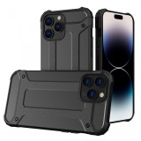 Husa iPhone 15 Pro Techsuit Hybrid Armor Neagra, Protectie Impact, Policarbonat