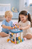 Jucarie Montessori din Lemn Multifunctionala, Cub Educational cu Activitati Multiple pentru Motricitate si Invatare