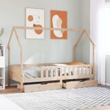 VidaXL Cadru pat copii cu sertare, 80x200 cm, lemn masiv de pin