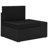 VidaXL Canapea de colț modulară cu cotieră st&acirc;nga, negru, poliratan