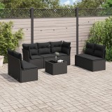 Cumpara ieftin Set mobilier de grădină cu perne, 8 piese, negru, poliratan