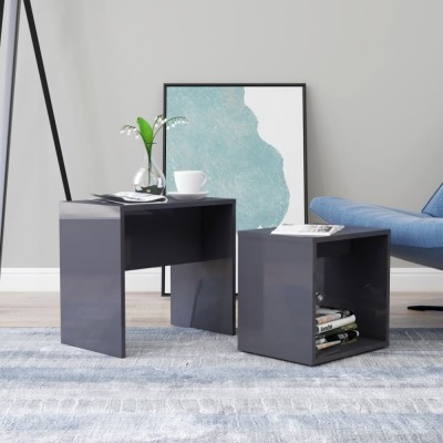 vidaXL Set măsuțe de cafea gri extralucios 48x30x45 cm lemn prelucrat foto