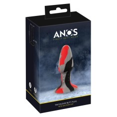Plug anal unic, colorat, cu caneluri si noburi pronuntate Tricolour Butt Plug