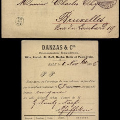 Switzerland 1886 Old postcard postal stationery Basel to Brussels Belgium DB.125