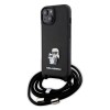 Husa pentru iPhone 15 Plus / iPhone 14 Plus - Karl Lagerfeld Saffiano Crossbody (KLHCP15MSAKCPSK) - Metal Pin Karl&amp;Choupette
