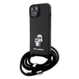 Husa pentru iPhone 15 / iPhone 14 / iPhone 13 - Karl Lagerfeld Saffiano Crossbody (KLHCP15SSAKCPSK) - Metal Pin Karl&amp;Choupette