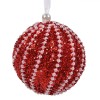 Glob Crăciun Brad Roșu, 8cm, Glitter &amp; Perle Albe, Ornament Spumă