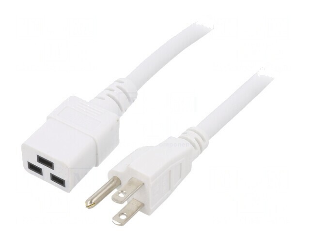 Cablu Alimentare IEC C19 Mamă la NEMA 5-15 Mufă 5m Alb