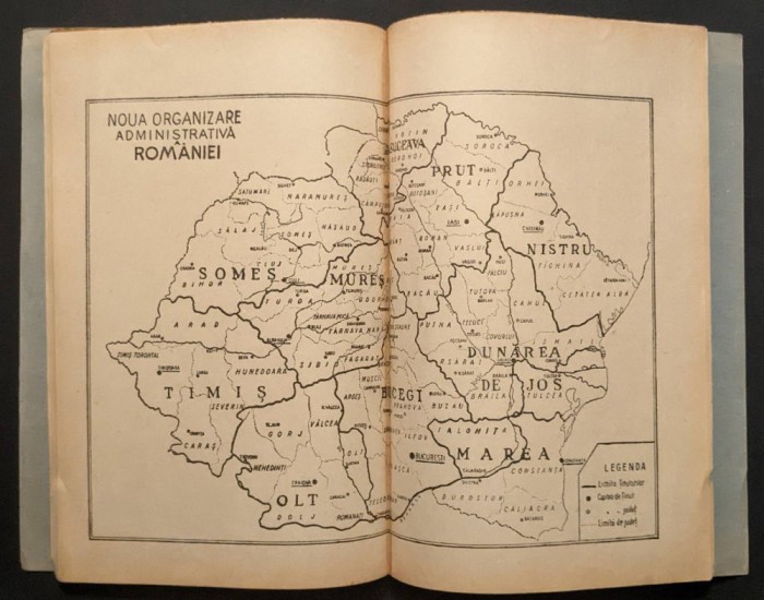 rara 1938 NOUA ORGANIZARE ADMINISTRATIVA TERITORIALA a ROMANIEI pe REGIUNI cu Note Explicative Lege Legislatie Administratie Edilitare Comasare judete