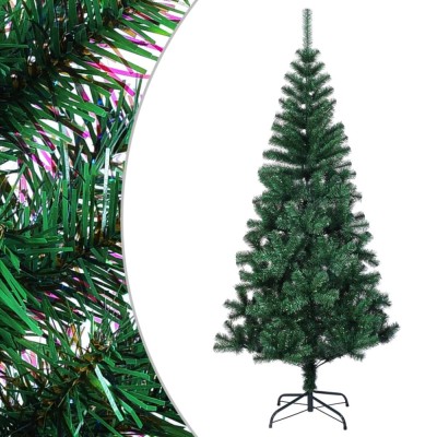 Brad de Crăciun artificial cu v&amp;acirc;rfuri irizate verde 210 cm PVC foto