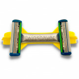 Cumpara ieftin Aparat de ras si barbierit pentru cap si corp TwinShaver&reg; cu 4 rezerve incluse, fara taieturi, Galben