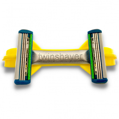 Aparat de ras si barbierit pentru cap si corp TwinShaver&amp;reg; cu 4 rezerve incluse, fara taieturi, Galben foto