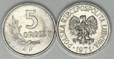 POLONIA 5 GROSZY 1971 , XF+