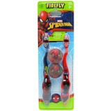 Set de 2 periuțe de dinți pentru copii Firefly Spider-Man, peri moi, cu capac de călătorie, 3+ ani, albastru și roșu