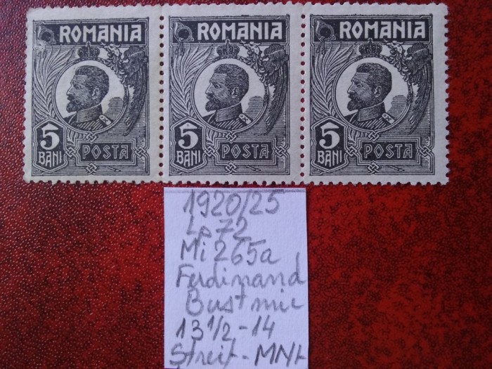 1920- Romania- Ferd. b. mic Mi265a-triptic-MNH