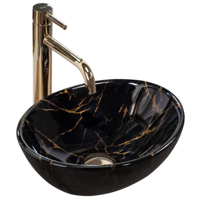 Lavoar pe blat Rea Sofia Mini Black Marble Shiny foto