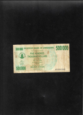 Zimbabwe 500000 500 000 dolari dollars 2007 seria4301342 foto