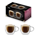 Cumpara ieftin Set 2 cani termorezistente ZASS Gourmet 250 ml din sticla cu perete dublu