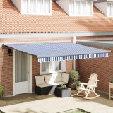 vidaXL Marchiză retractabilă automată alb și albastru 350x250 cm