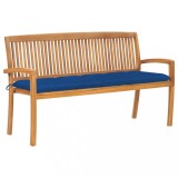 VidaXL Bancă de grădină stivuibilă cu pernă, 159 cm, lemn masiv de tec