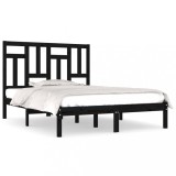 Cumpara ieftin Cadru de pat, negru, 200x200 cm, lemn masiv de pin
