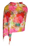 Fular casmir dama F, Dacali, roz, 180 x 70 cm, Multicolor, Marime universala