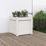 vidaXL Jardiniere de grădină, alb, 40x40x40 cm, lemn masiv pin 837406