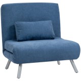 HOMCOM Fotoliu tapitat cu funcție de pat, design 2-in-1, Fotoliu de dormit, Pat de oaspeți, Husă de stofă, cu pernă, Albastru | Aosom Romania