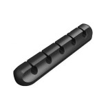 Organizator cabluri, flippy, cable clips, fixare dublu adeziv, silicon, 5 sloturi, negru