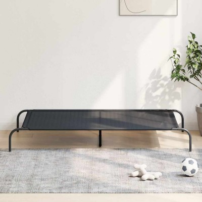 vidaXL Pat &amp;icirc;nălțat pentru c&amp;acirc;ini negru 150x90x20 cm Textilenă și oțel foto