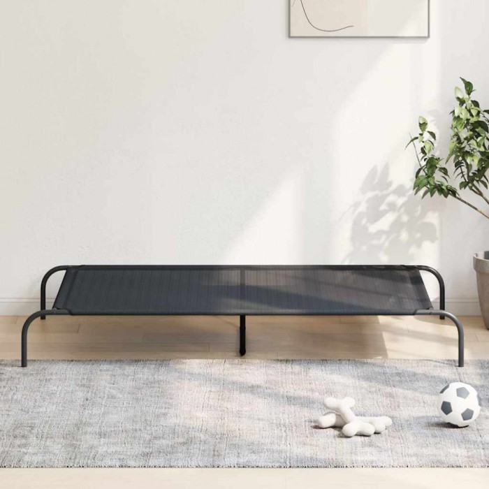 vidaXL Pat &icirc;nălțat pentru c&acirc;ini negru 150x90x20 cm Textilenă și oțel