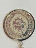 pandantiv/breloc monedă autentică de argint de 50 Francs "Hercules" 1978