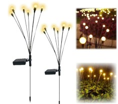 Lampa solara LED Alb Cald, 6 bulbi, decoratiune gradina​, Efect de lumina licurici
