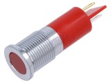 Lampă LED roșie plată &Oslash;14mm IP67 APEM Q14 10mcd alamă