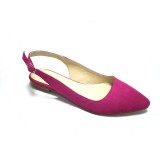 Balerini decupati din piele Lia Velvet Fucsia