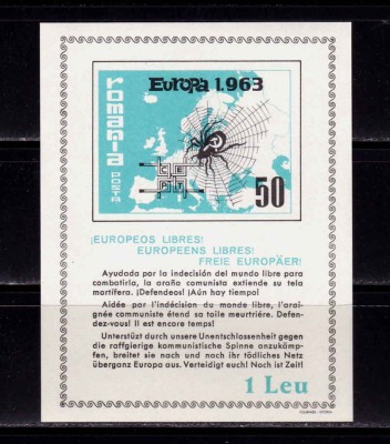 Romania Exil 1963, colita nedantelata , MNH foto