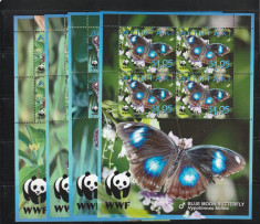 Aitutaki 2008- Fauna,WWF,Insecte,Fluturi,coli suvenir 4 serii,MNH,Mi.778-781KB foto