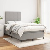 Cumpara ieftin Pat box spring cu saltea, gri deschis, 120x200 cm, textil