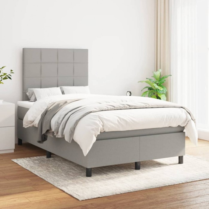 vidaXL Pat box spring cu saltea, gri deschis, 120x200 cm, textil 3141761