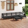Gossi set mobilier de gradina, 6 piese, negru,lemn masiv de pin