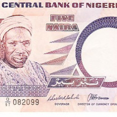 M1 - Bancnota foarte veche - Nigeria - 5 naira - 2005