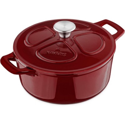 Oala din fonta antiaderenta Navaris pentru Plite/Cuptoare - 24cm - 3,5L - Rosu inchis, 48777.01.20 foto