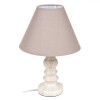 Veioză Ceramică, Model Picior Lemn, Abajur Bej, &Icirc;nălțime 34cm, Oem
