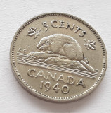 432. Moneda Canada 5 cents 1940, America de Nord