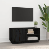 Comodă TV, negru, 80x35x40,5 cm, lemn masiv de pin, vidaXL