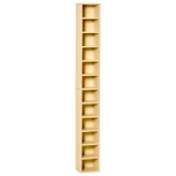 HOMCOM Dulap Biblioteca Suport CD-uri cu 12 Rafturi pentru 204 CD-uri, Raft Biblioteca din MDF si PAL, 21x20x175 cm, Lemn natural